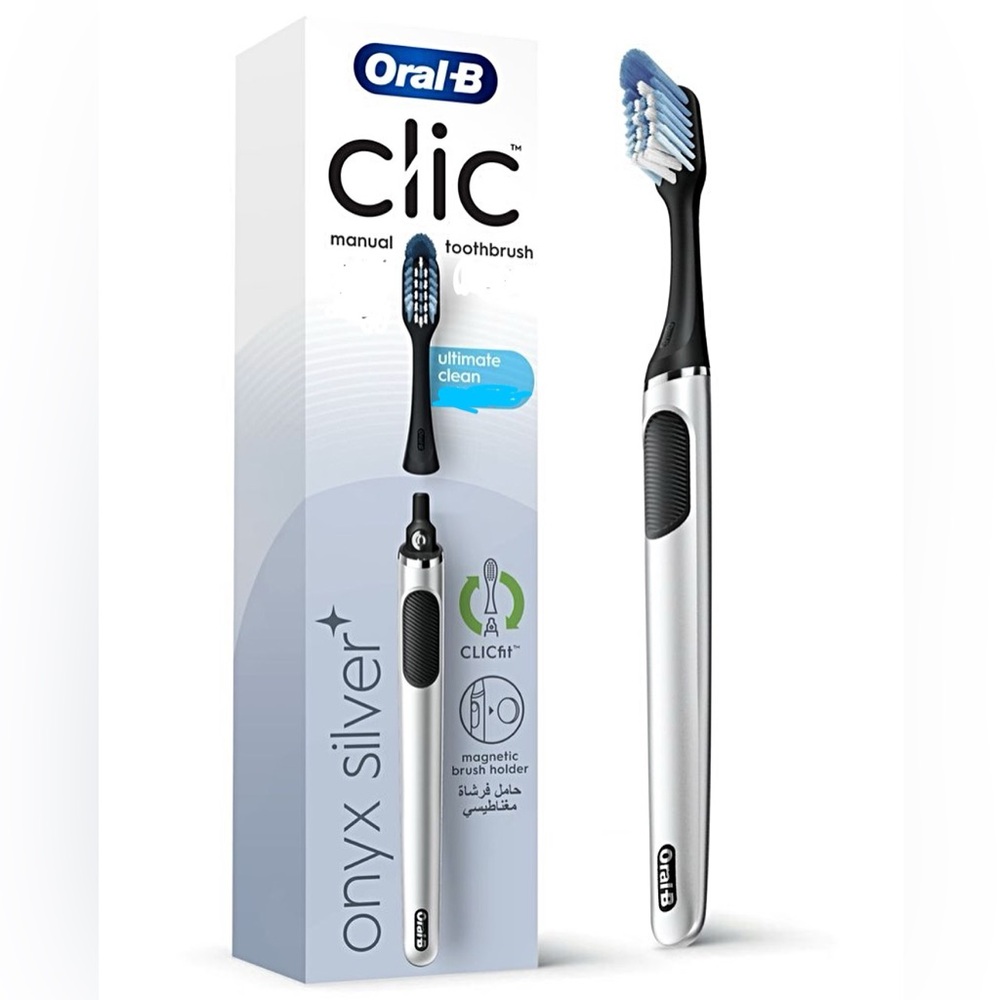 🆕 Oral-B Clic Manual Toothbrush in Onyx Silver